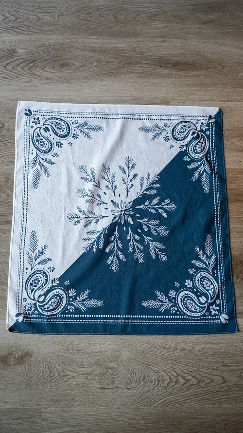 Slate Blue and White Bandana
